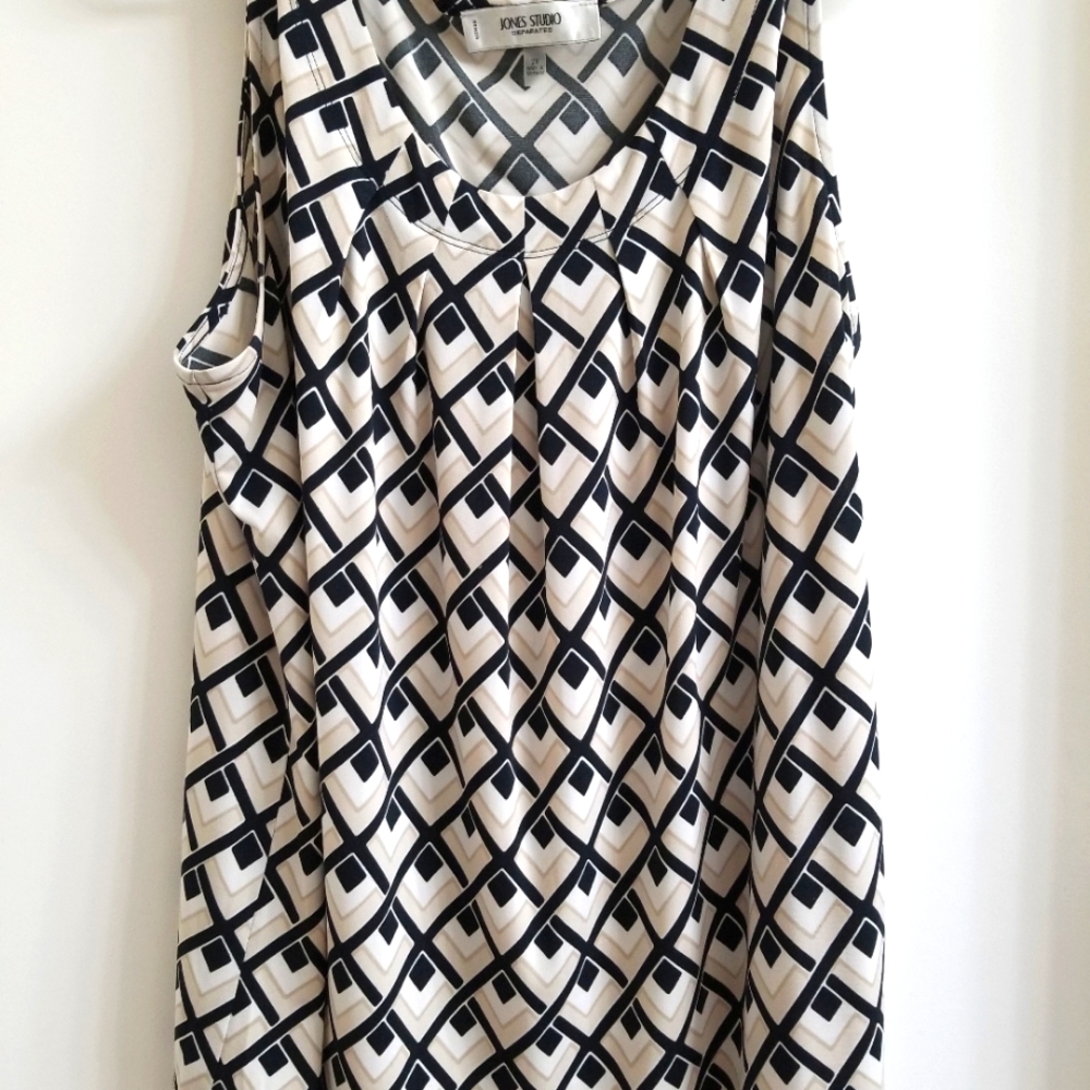 Plus Size Black, Tan and White Blouse